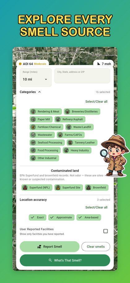 Smell category filters screenshot
